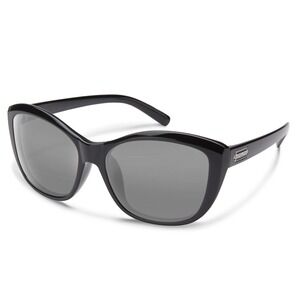 Suncloud Skyline Black Polarized Gray Sunglasses Womens Cat Eye Fishing NEW